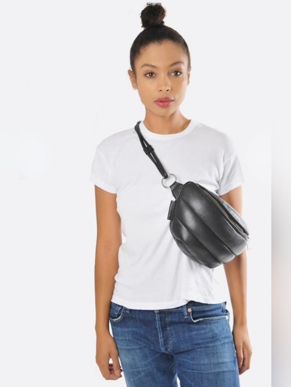 Marimekko Aava Padded Leather Bag In Black, Wear Different Ways, EUC